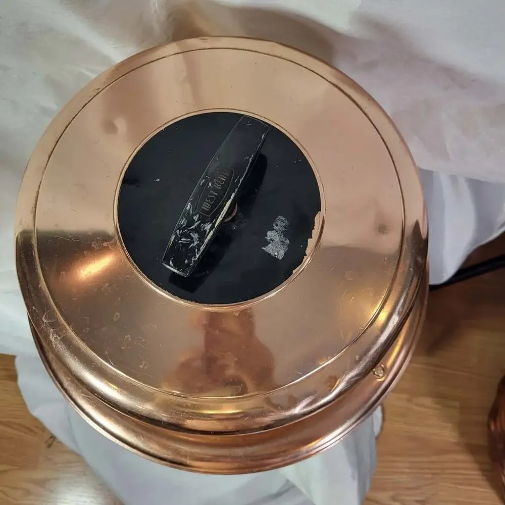 Vintage West Bend Copper Aluminum Locking Cake Carrier with Humidity Stone